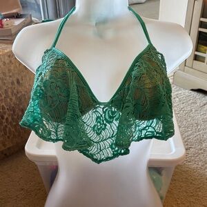 Luli Fama Emerald Lace Bralette swim top. Brand new.